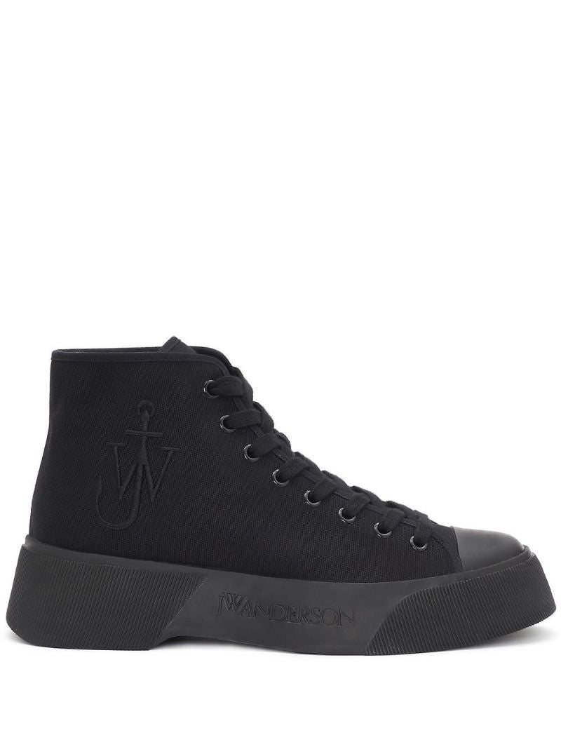 Black Logo High-top Canvas Sneakers