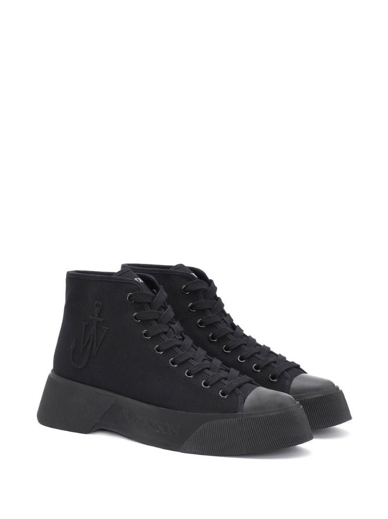 Black Logo High-top Canvas Sneakers