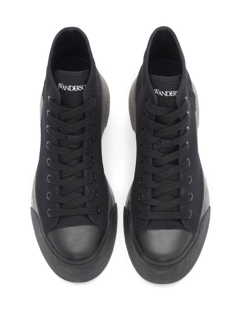 Black Logo High-top Canvas Sneakers