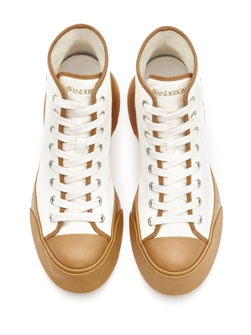White Logo Embroidered High Top Sneakers