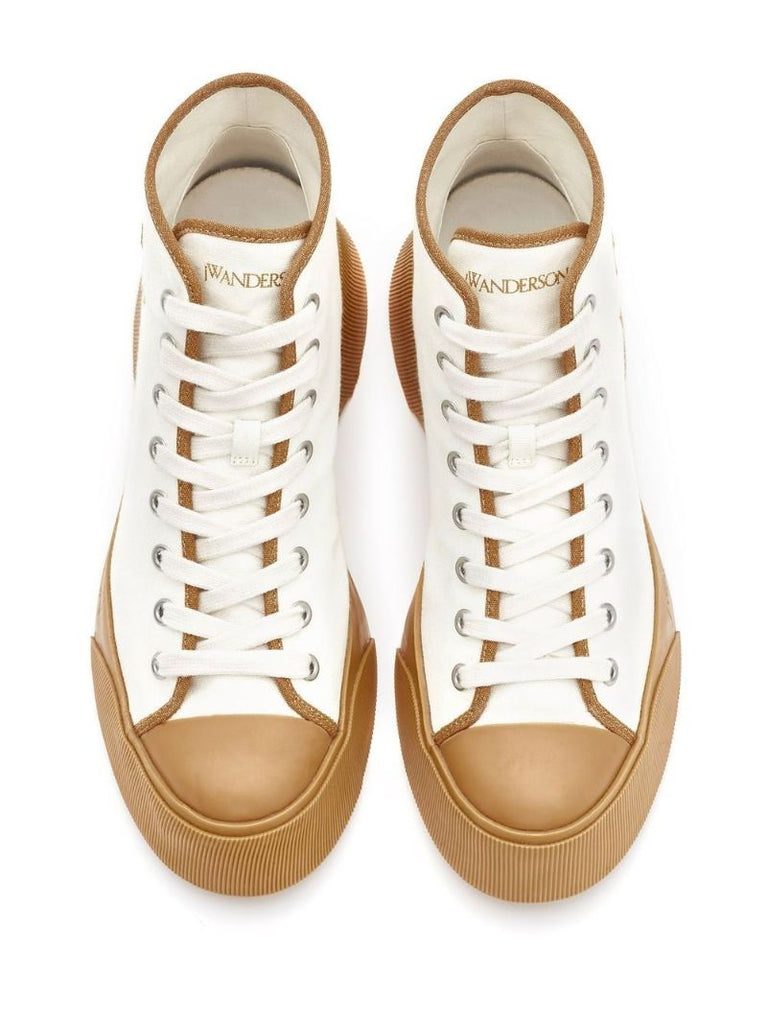 White Logo Embroidered High Top Sneakers