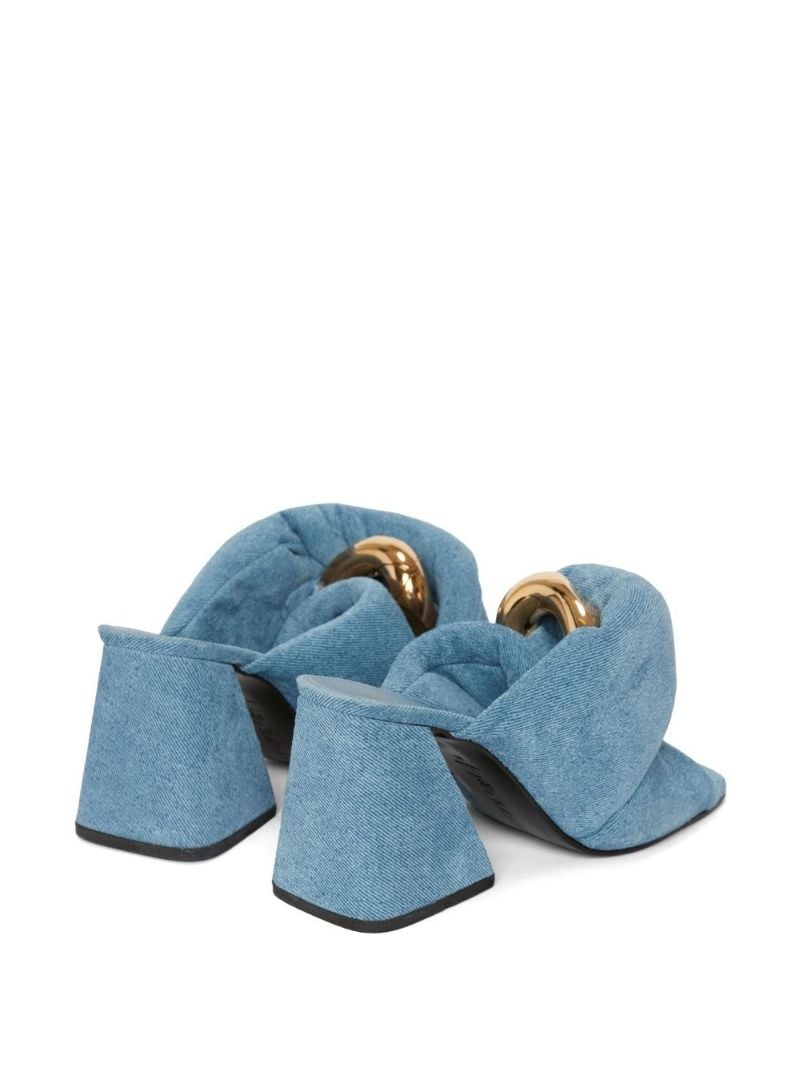 Blue Chain Twist Denim Mules