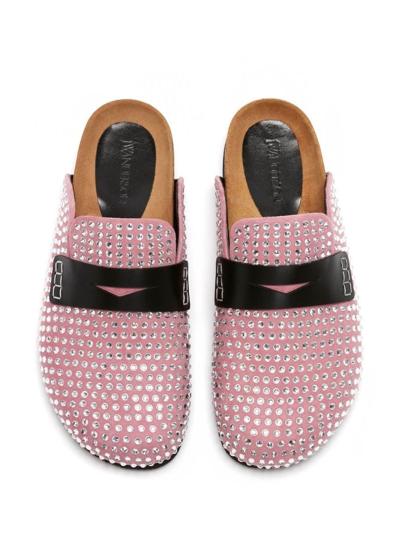 Pink Crystal Embellished Mules
