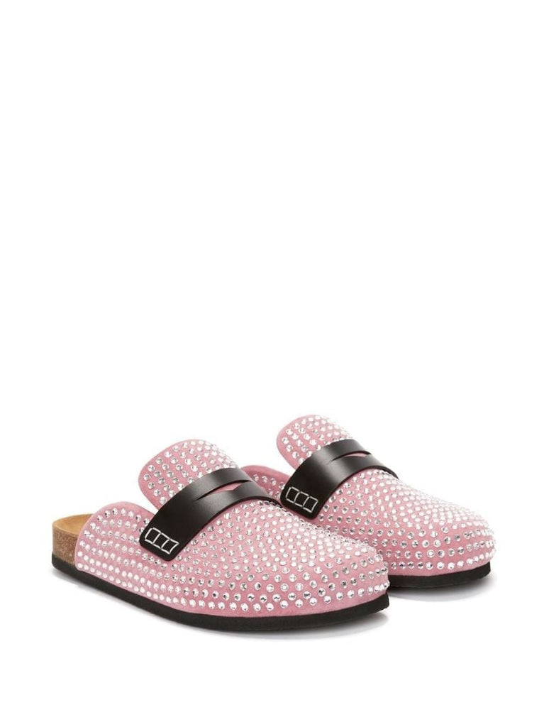 Pink Crystal Embellished Mules