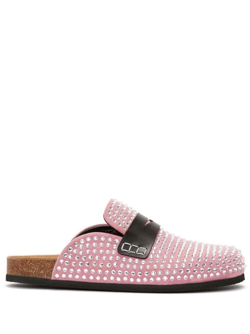 Pink Crystal Embellished Mules