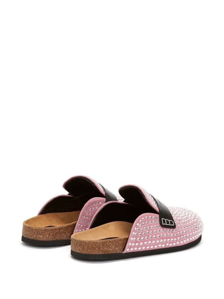 Pink Crystal Embellished Mules