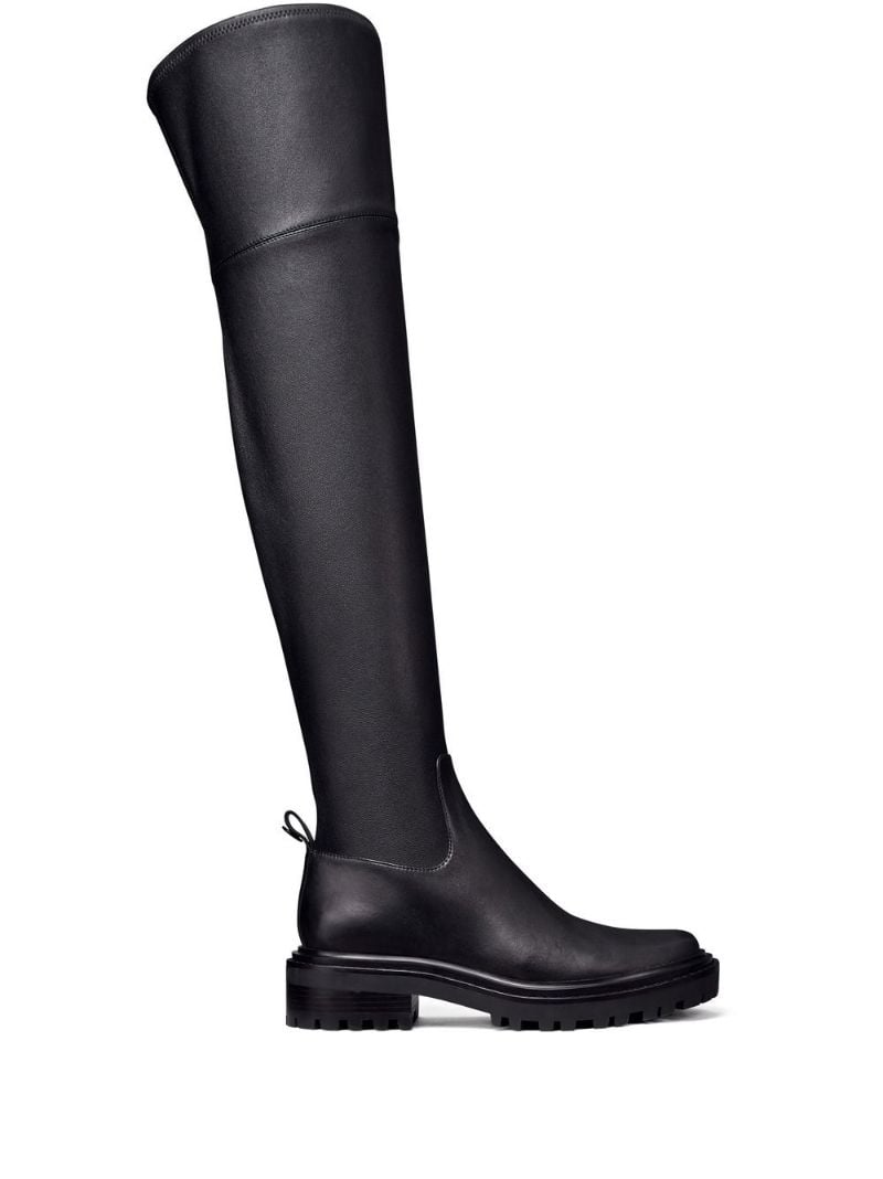 Black Utility Lug Knee-high Boots