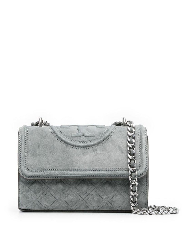 Blue Fleming Small Suede Shoulder Bag