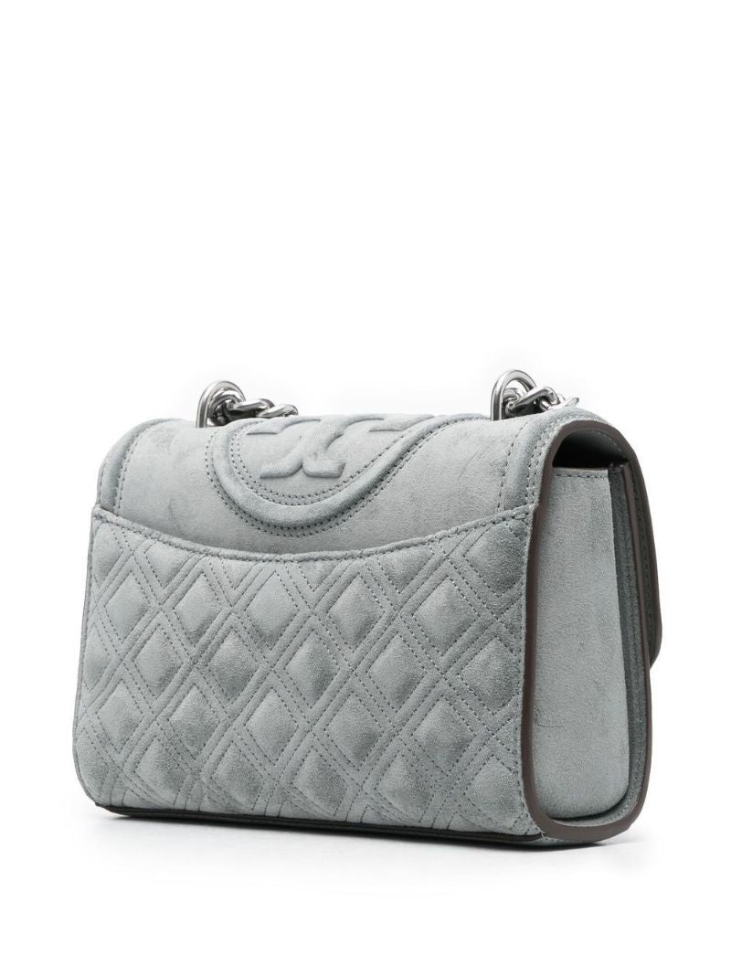 Blue Fleming Small Suede Shoulder Bag
