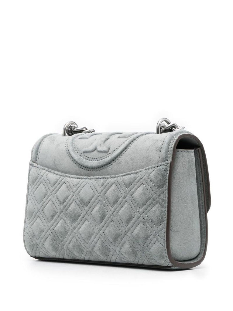 Blue Fleming Small Suede Shoulder Bag
