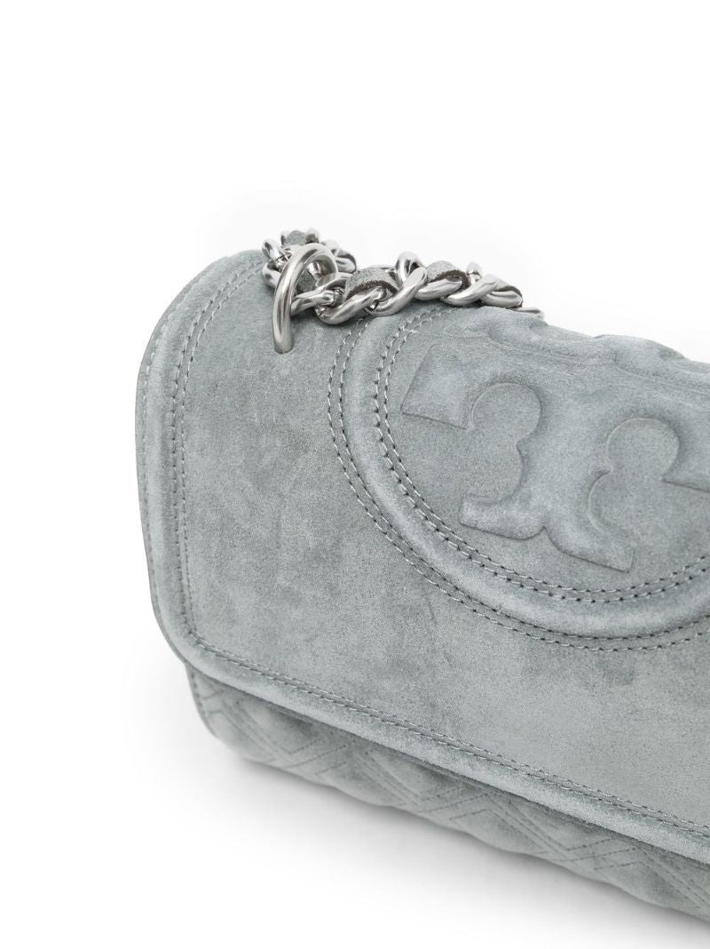 Blue Fleming Small Suede Shoulder Bag