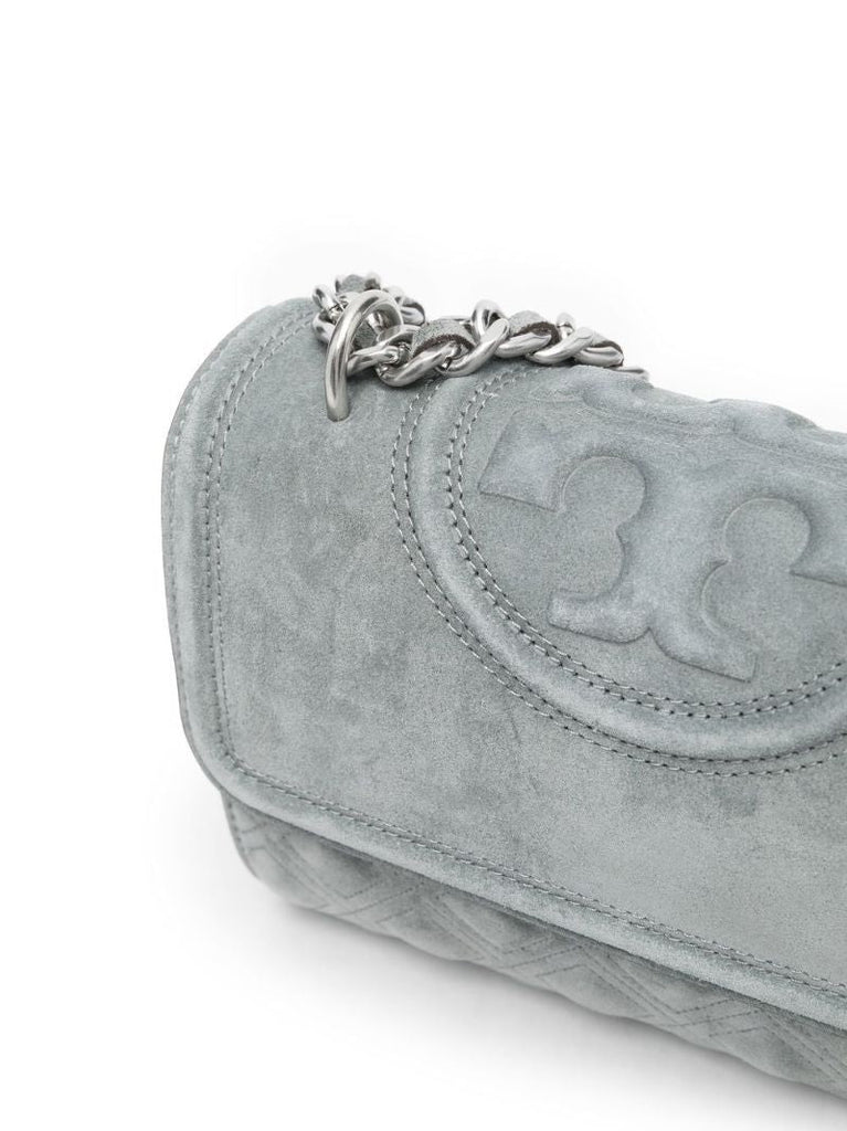 Blue Fleming Small Suede Shoulder Bag