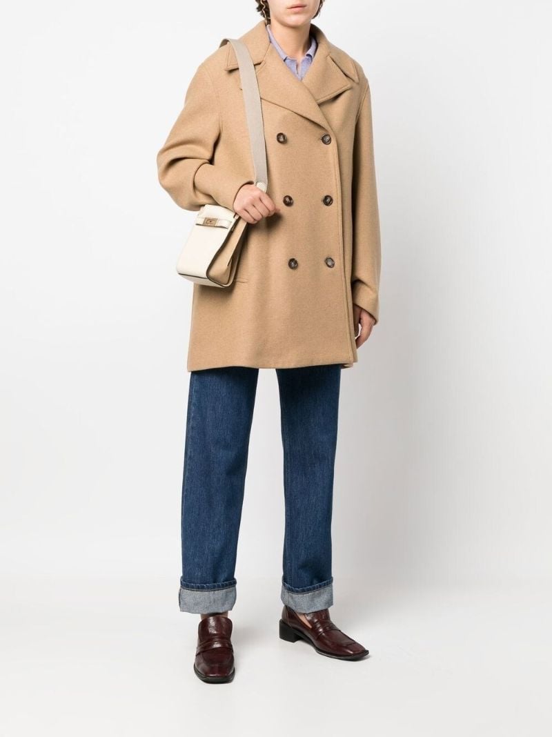 Neutral  Lee Radziwill Leather Double Bucket Bag