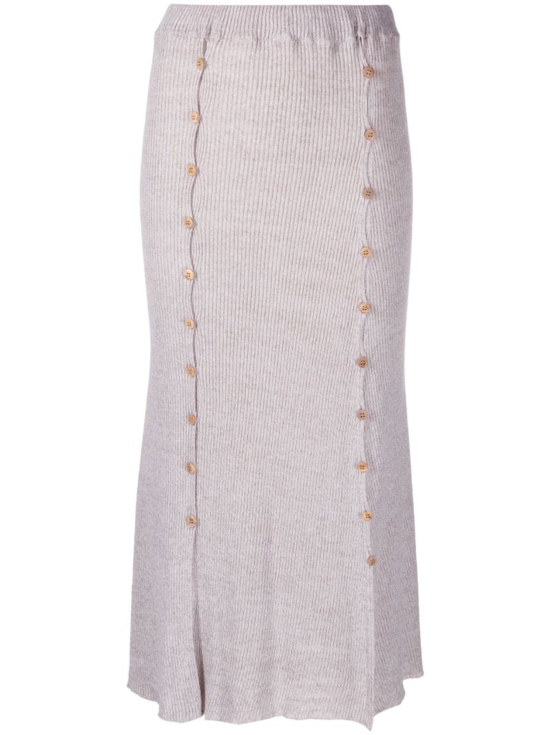 Neutral Loulou Ribbed-knit Midi Skirt