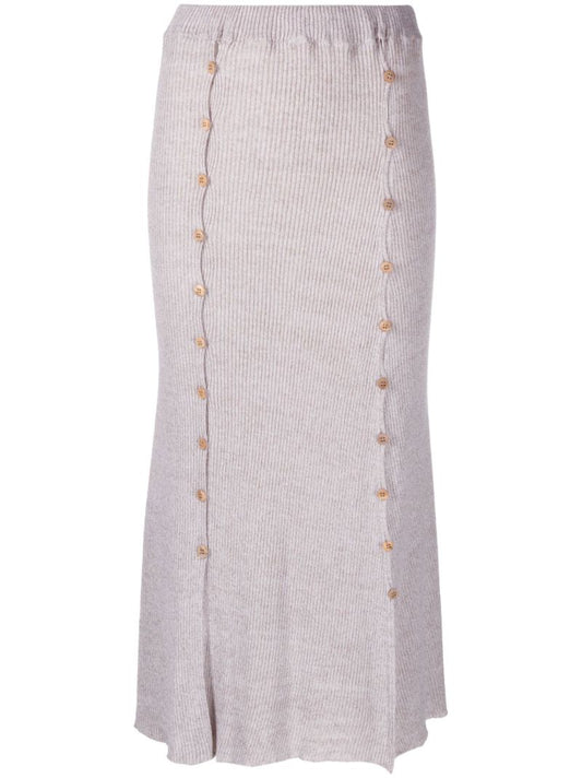 Neutral Loulou Ribbed-knit Midi Skirt