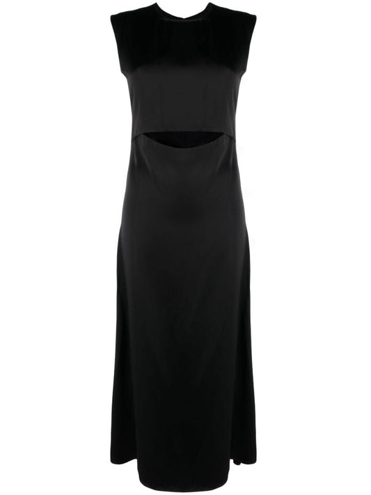 Black Copan Satin Midi Dress