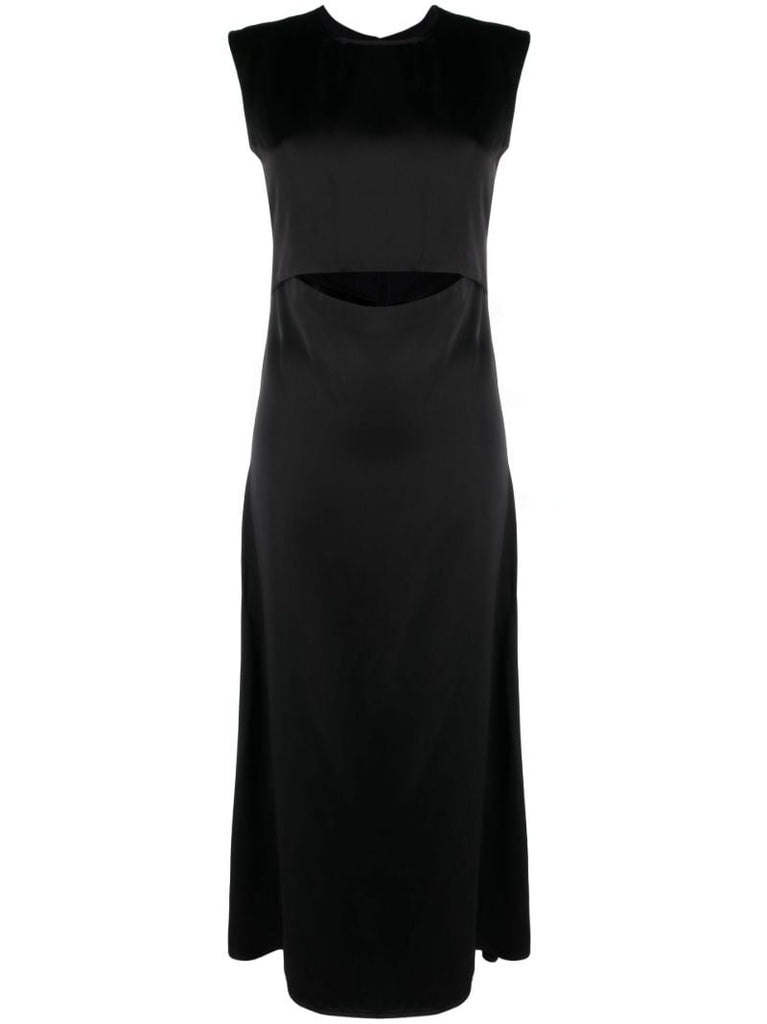Black Copan Satin Midi Dress