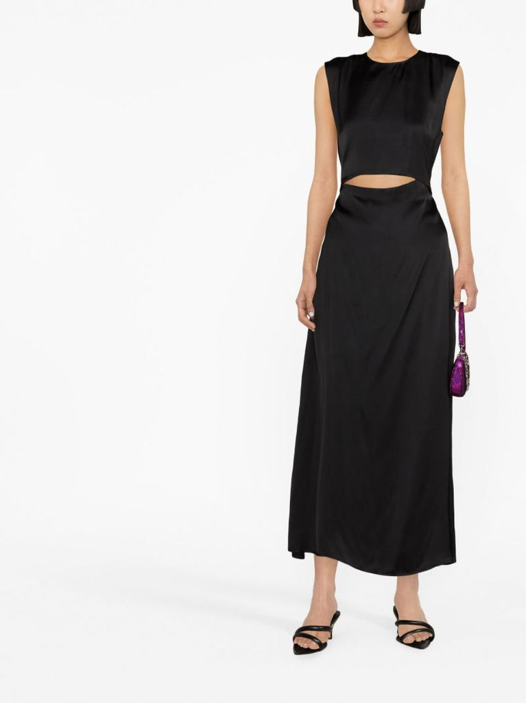 Black Copan Satin Midi Dress