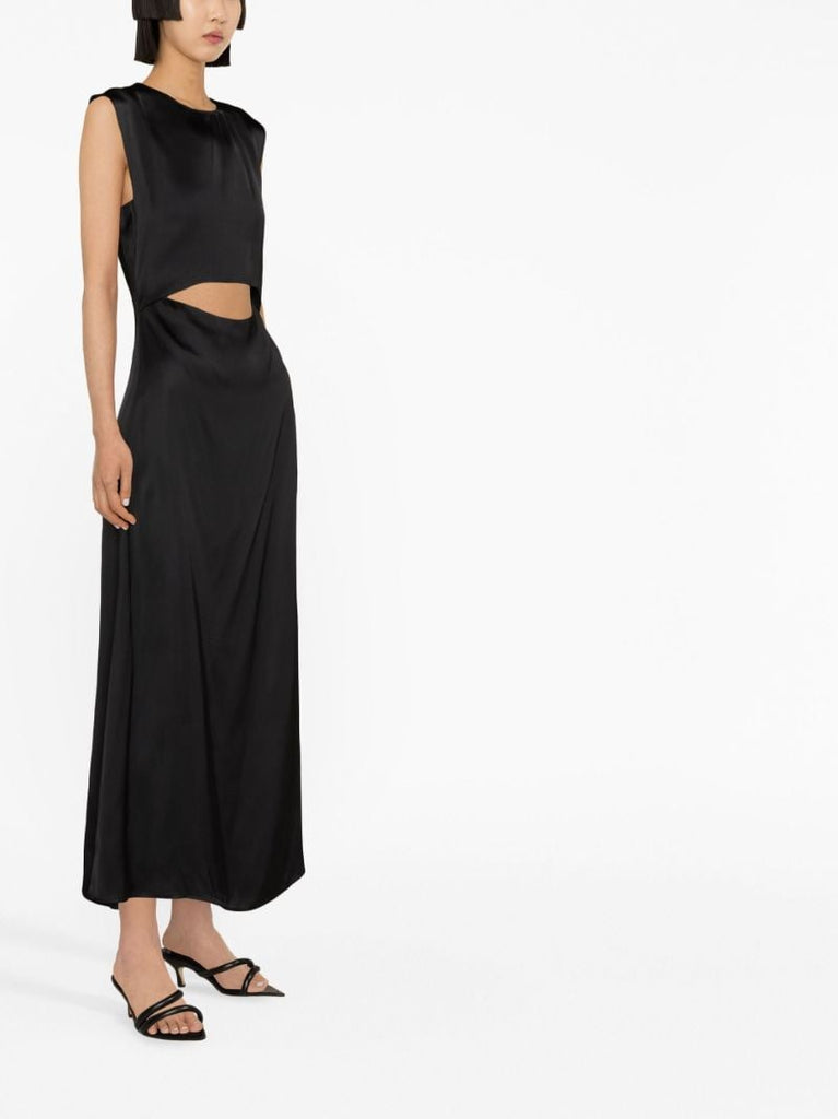 Black Copan Satin Midi Dress