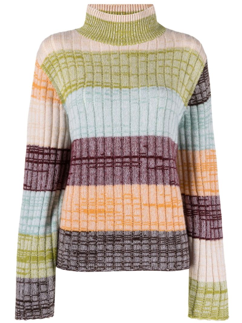 Green Oasis Striped Cashmere Sweater