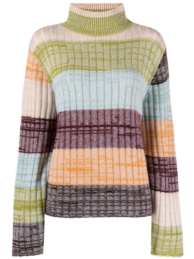 Green Oasis Striped Cashmere Sweater