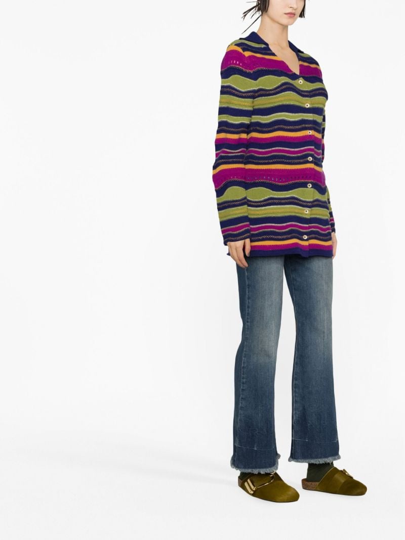 Green Glitch Stripe Longline Cardigan