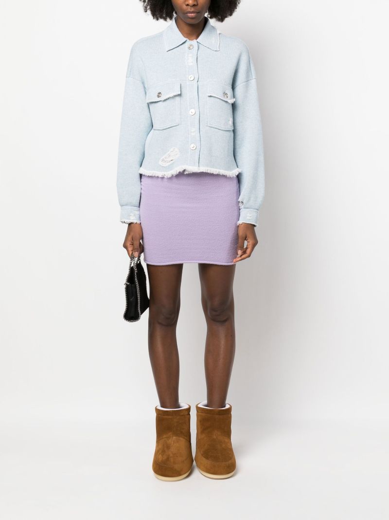 Blue Distressed Fringed Jacket
