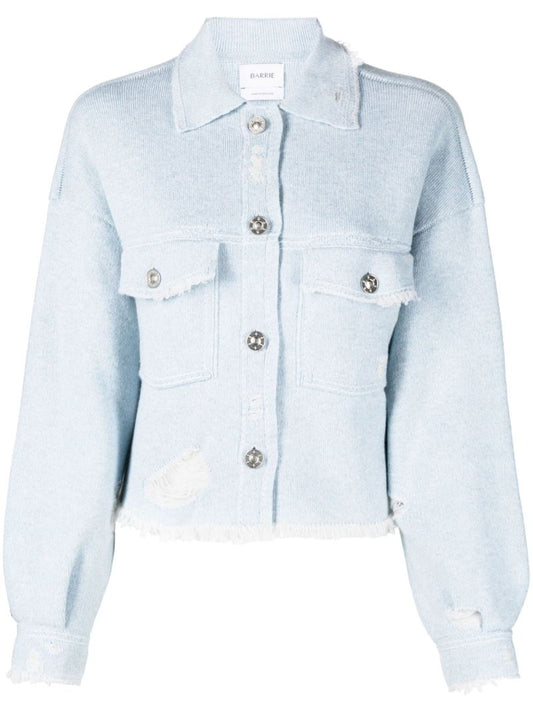 Blue Distressed Fringed Jacket