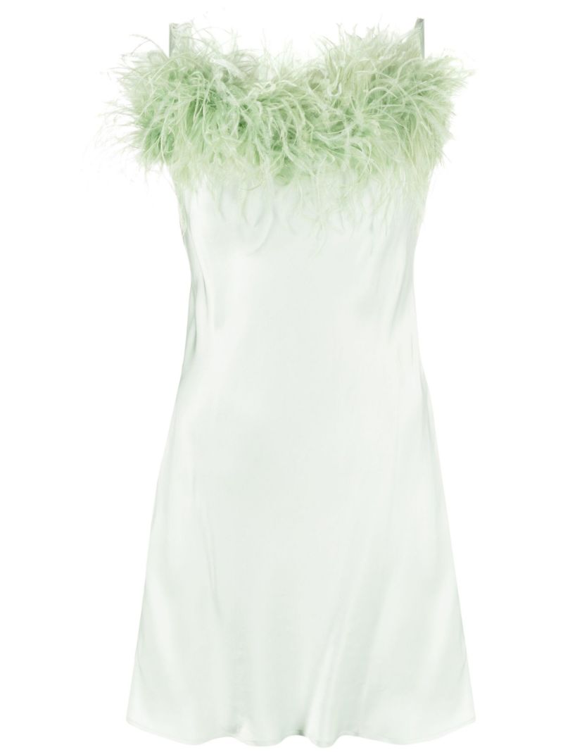 Green Boheme Feather-trim Slip Dress