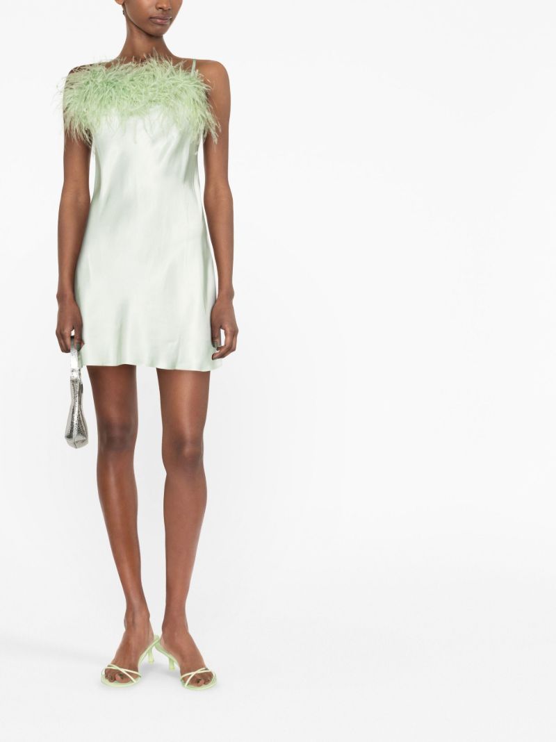 Green Boheme Feather-trim Slip Dress