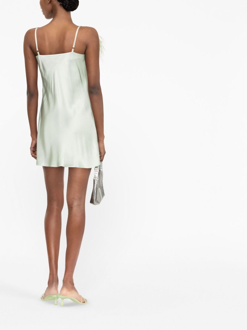 Green Boheme Feather-trim Slip Dress