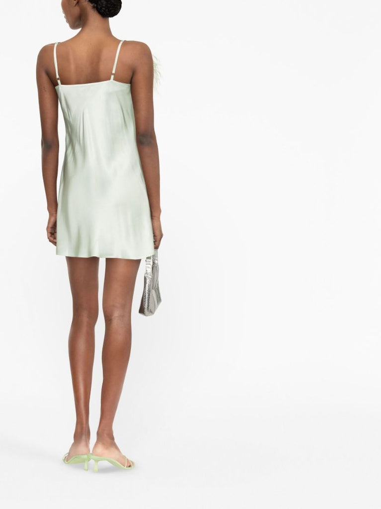 Green Boheme Feather-trim Slip Dress