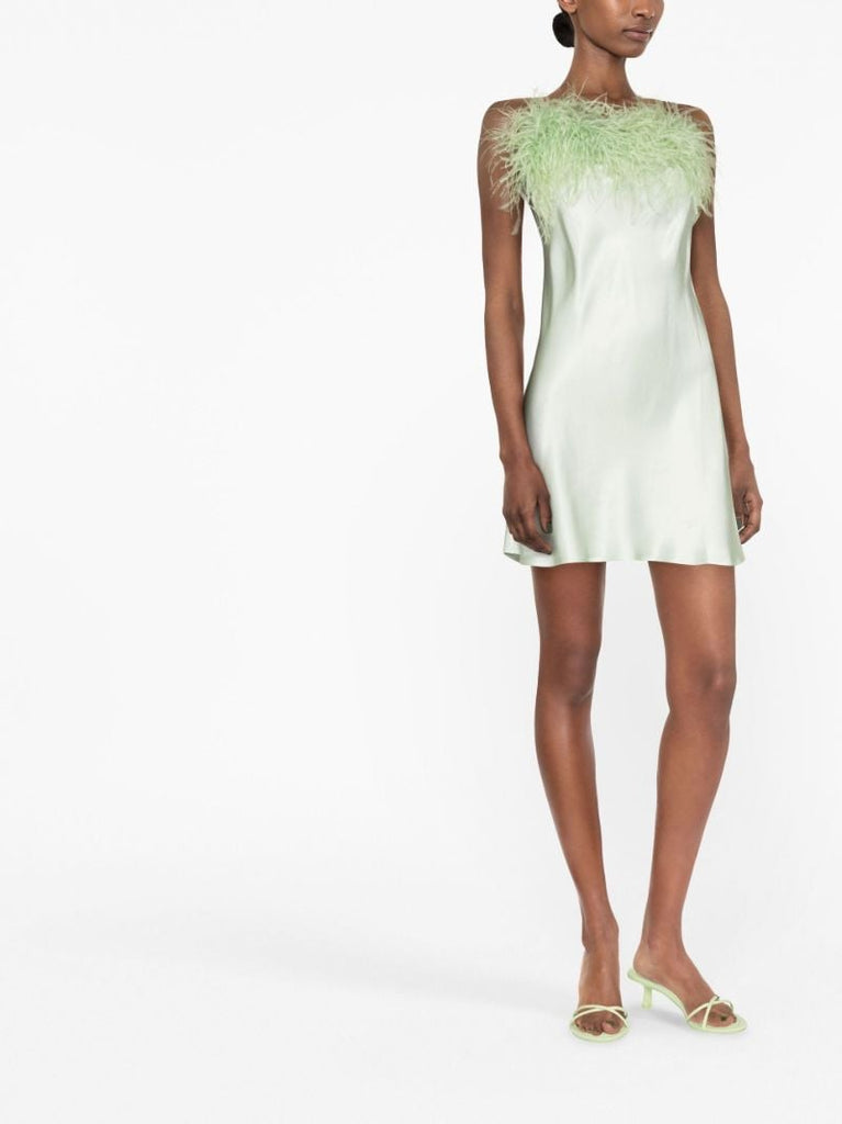 Green Boheme Feather-trim Slip Dress