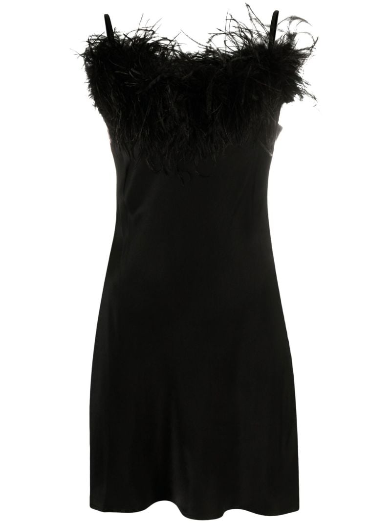 Black Boheme Feather-trim Slip Dress