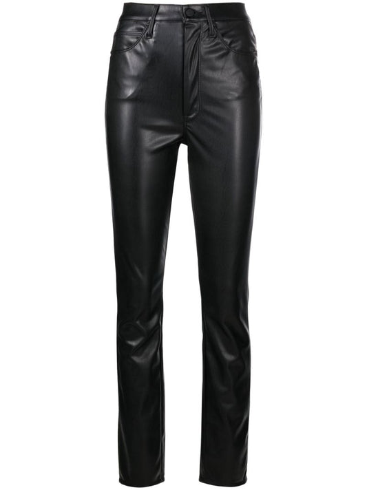 Black Faux-leather Straight-leg Trousers