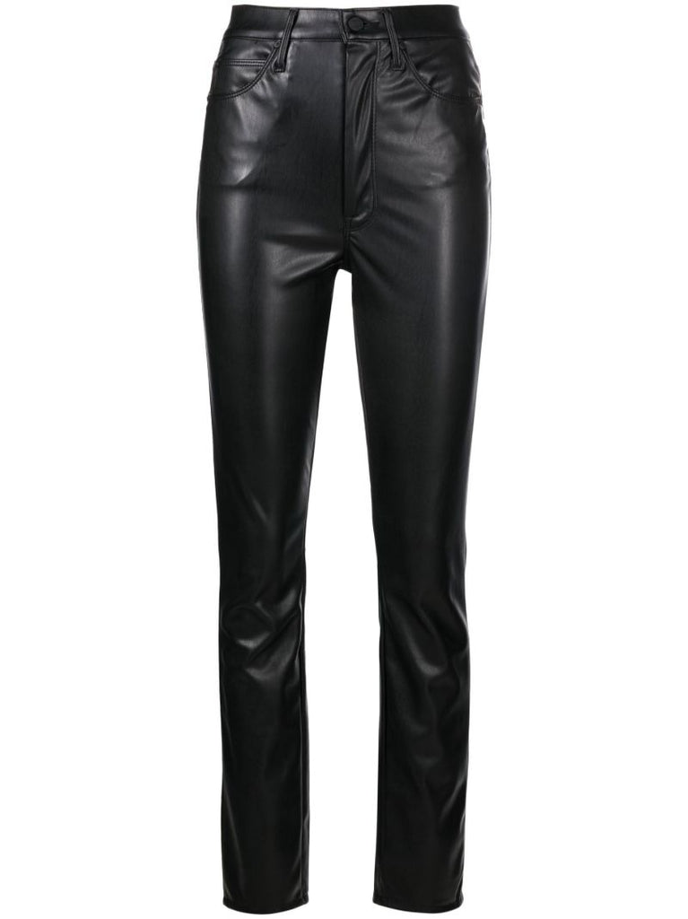 Black Faux-leather Straight-leg Trousers