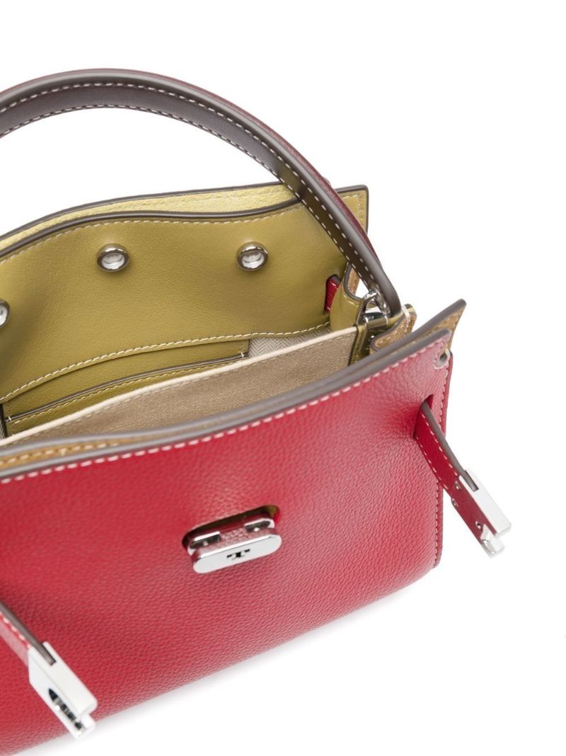 Red Lee Radziwill Double Petite Leather Tote Bag