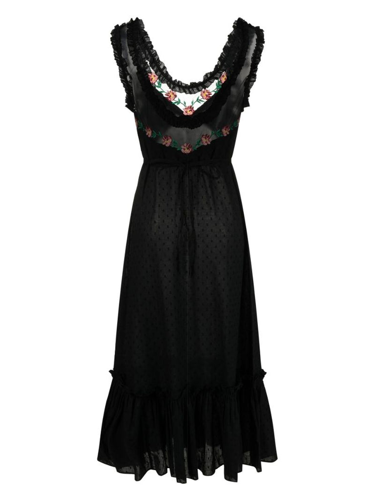 Black Adela Embroidered Nightdress