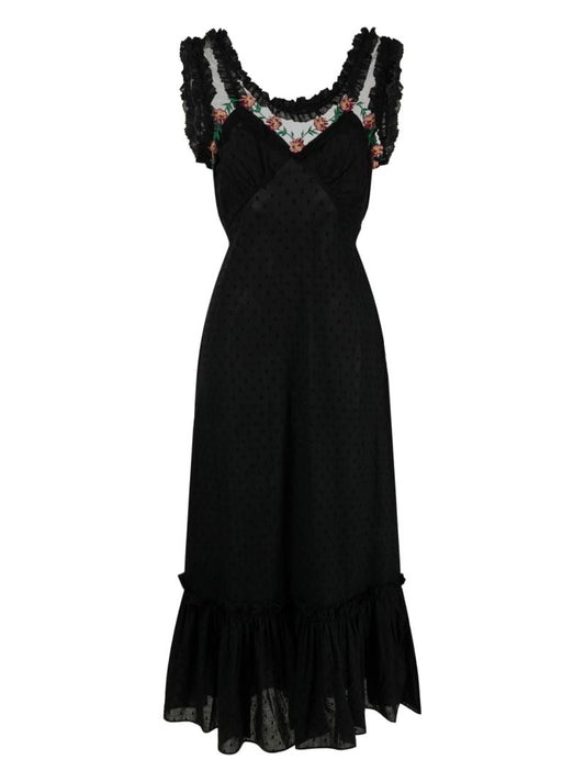 Black Adela Embroidered Nightdress