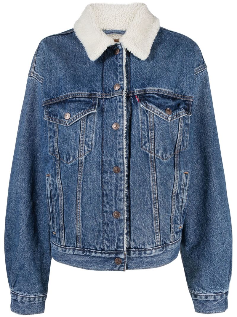 Blue Fleece Collar Denim Jacket