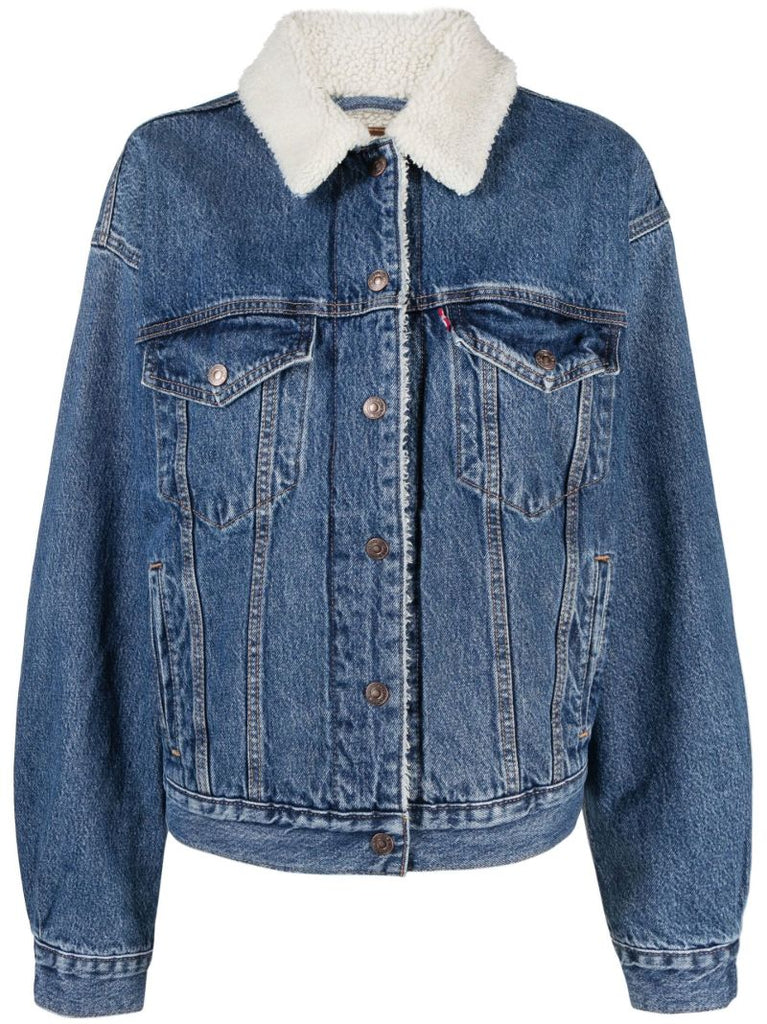 Blue Fleece Collar Denim Jacket