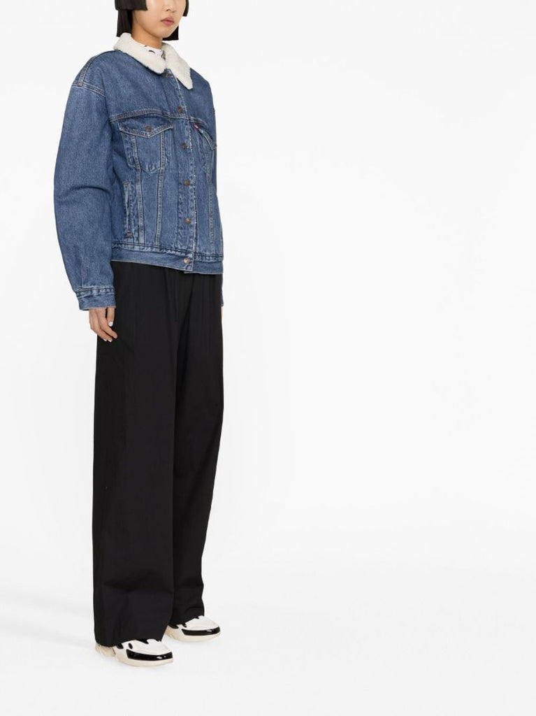 Blue Fleece Collar Denim Jacket