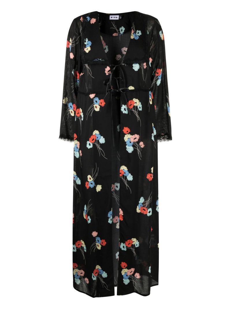 Black Mallory Floral Print Robe