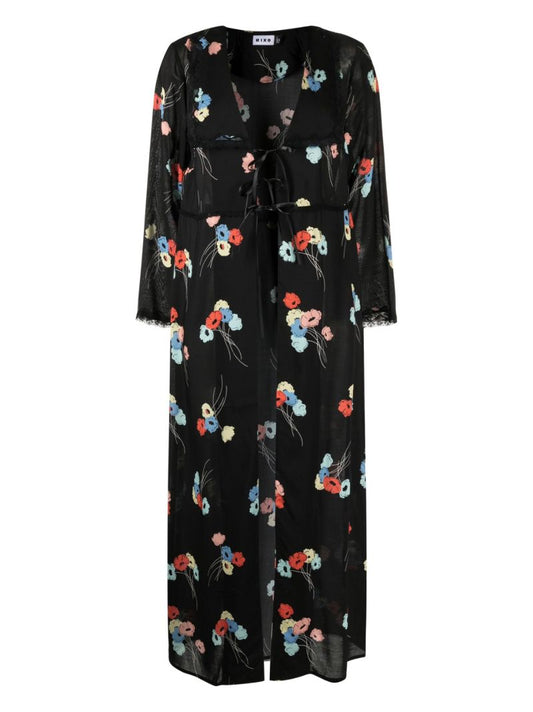 Black Mallory Floral Print Robe