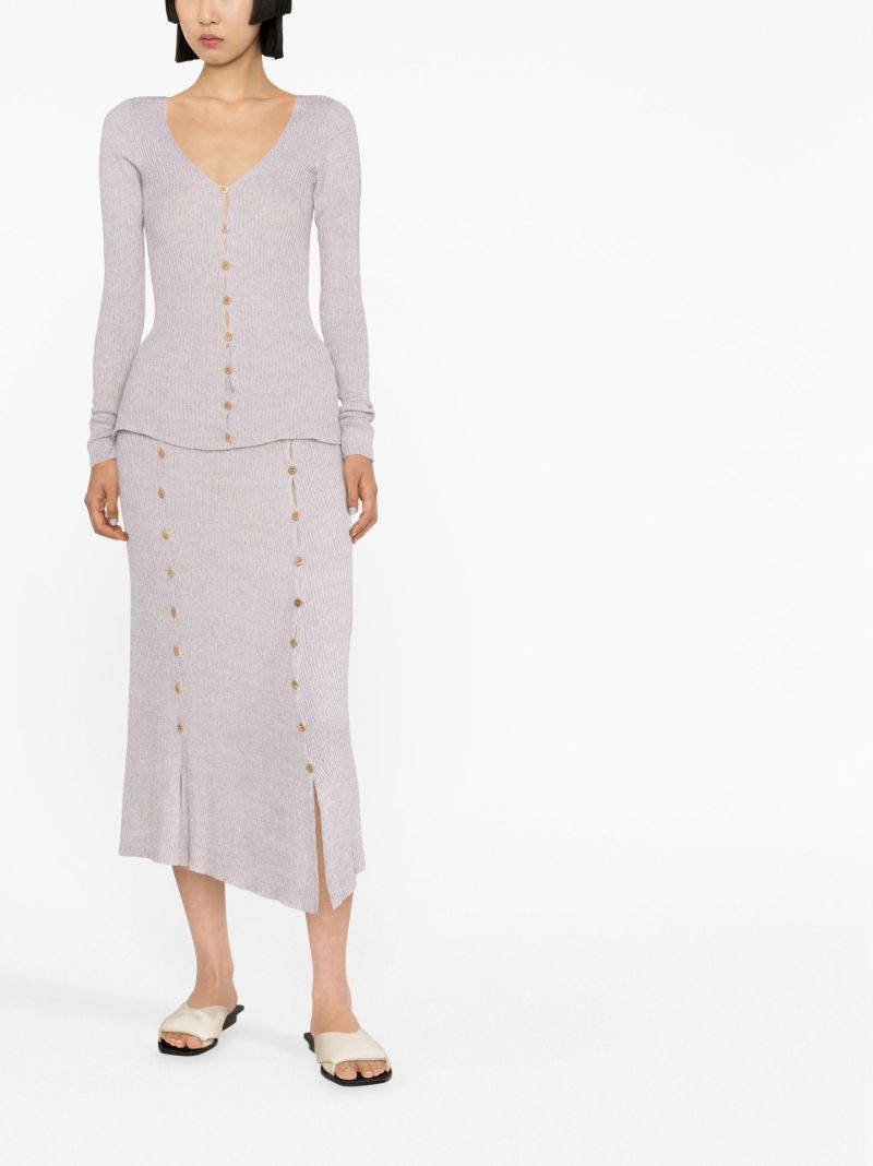 Neutral Loulou Ribbed-knit Cardigan