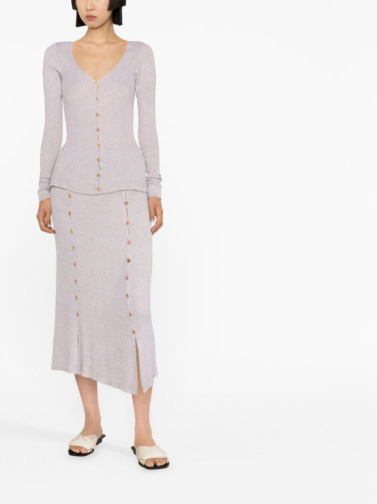Neutral Loulou Ribbed-knit Cardigan
