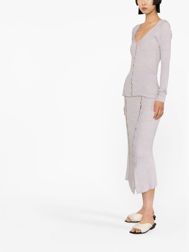 Neutral Loulou Ribbed-knit Cardigan