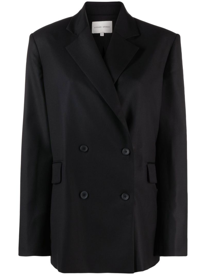 Black Donau Double-breasted Wool Blazer
