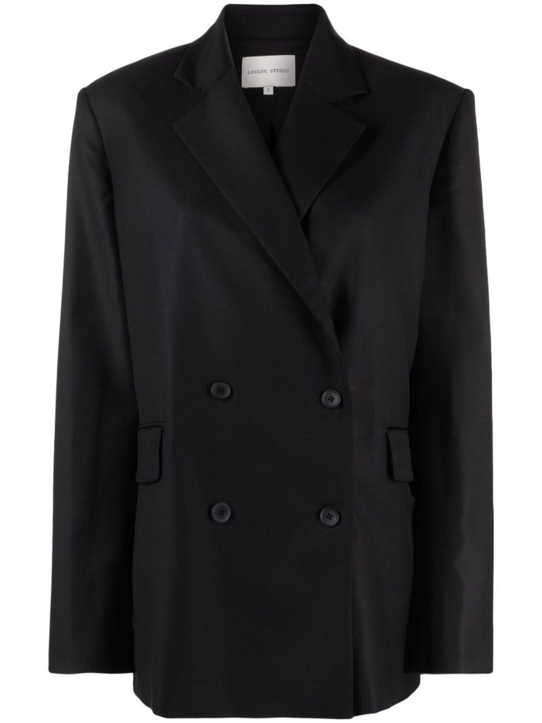 Black Donau Double-breasted Wool Blazer