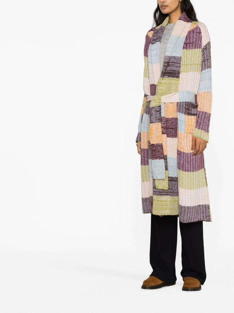 Green Oasis Striped Cashmere Cardigan